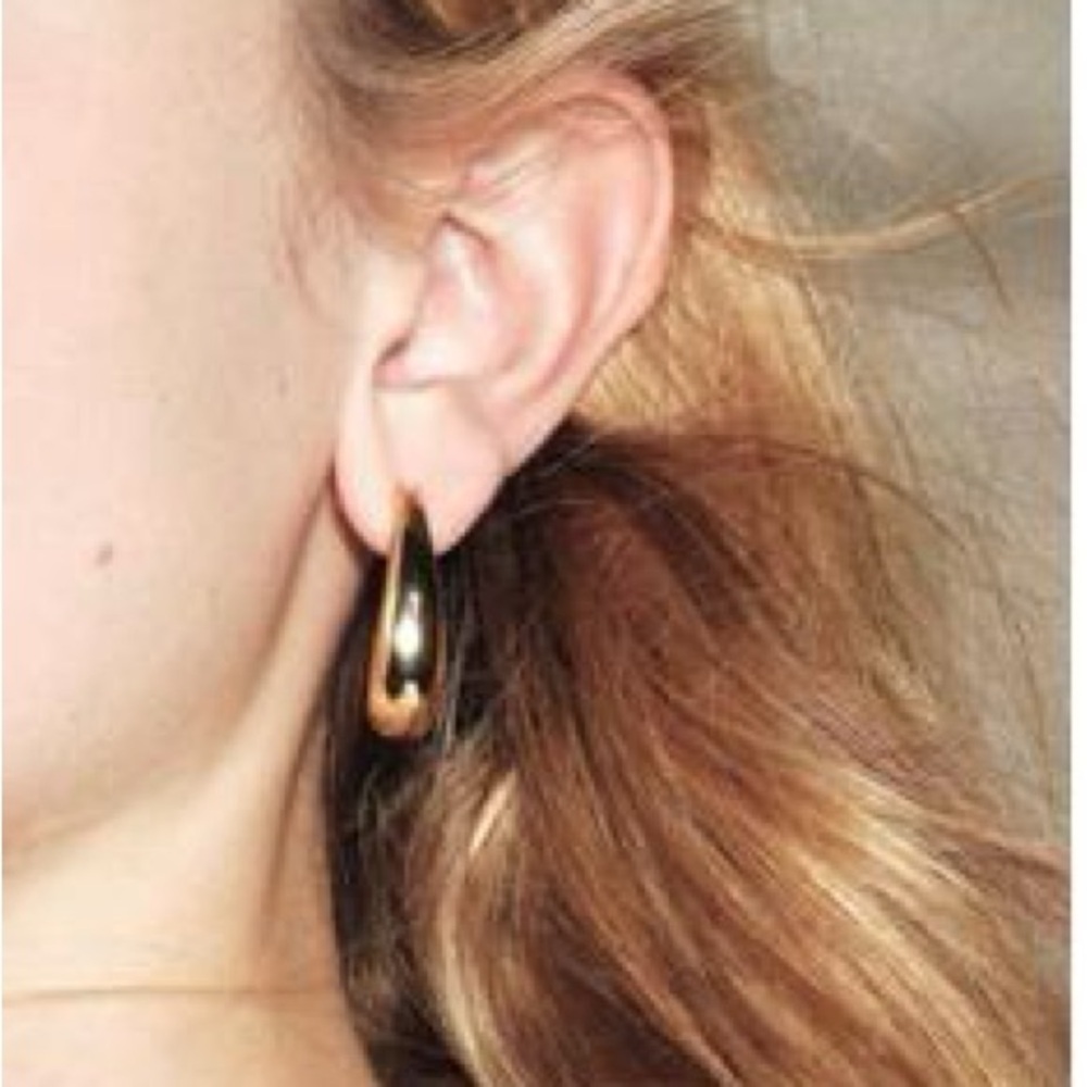 NWT. Zara Golden Tear Droplet-Shaped Textured Metal Earrings. - Picture 3 of 7